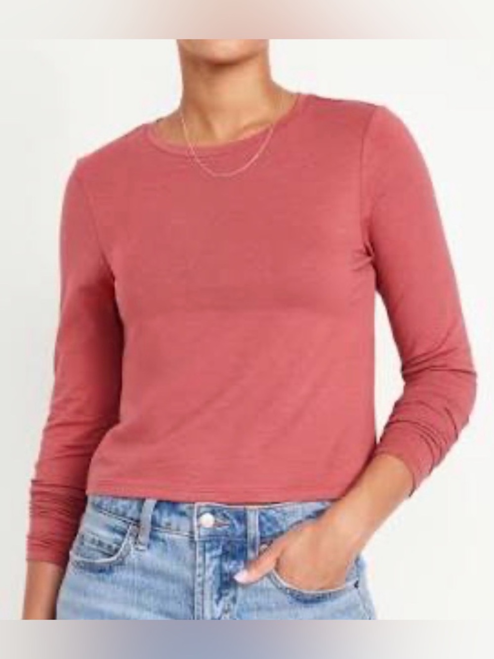 Old Navy Long-Sleeve “Bestie” Crewneck Top - Rust